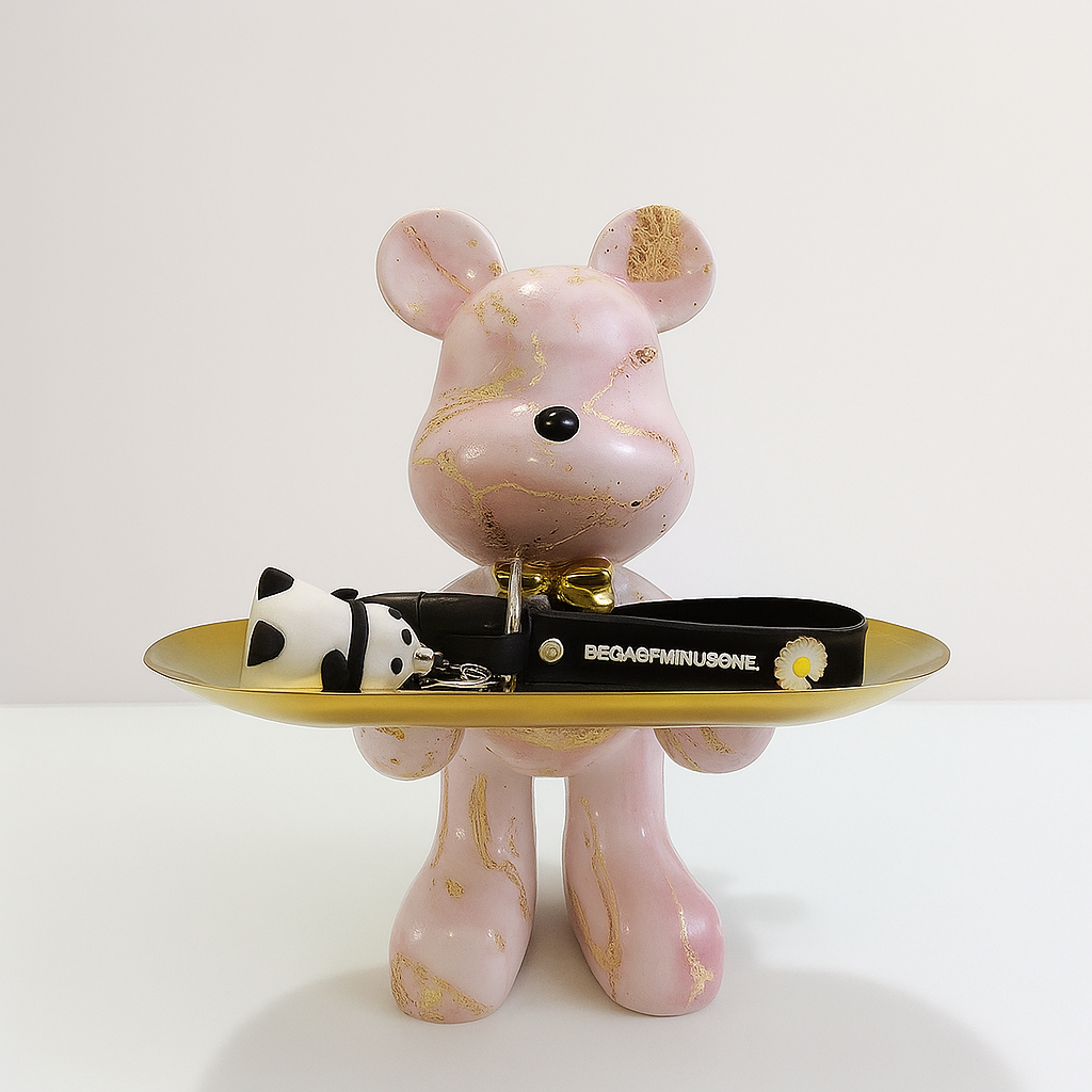 Graffiti Bear Ornament With Gold Tray Tabletop Figure