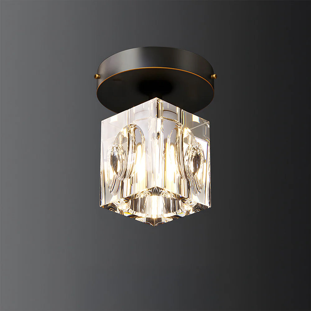 Mini lustre en cristal à montage affleurant avec éclairage LED rayonnant