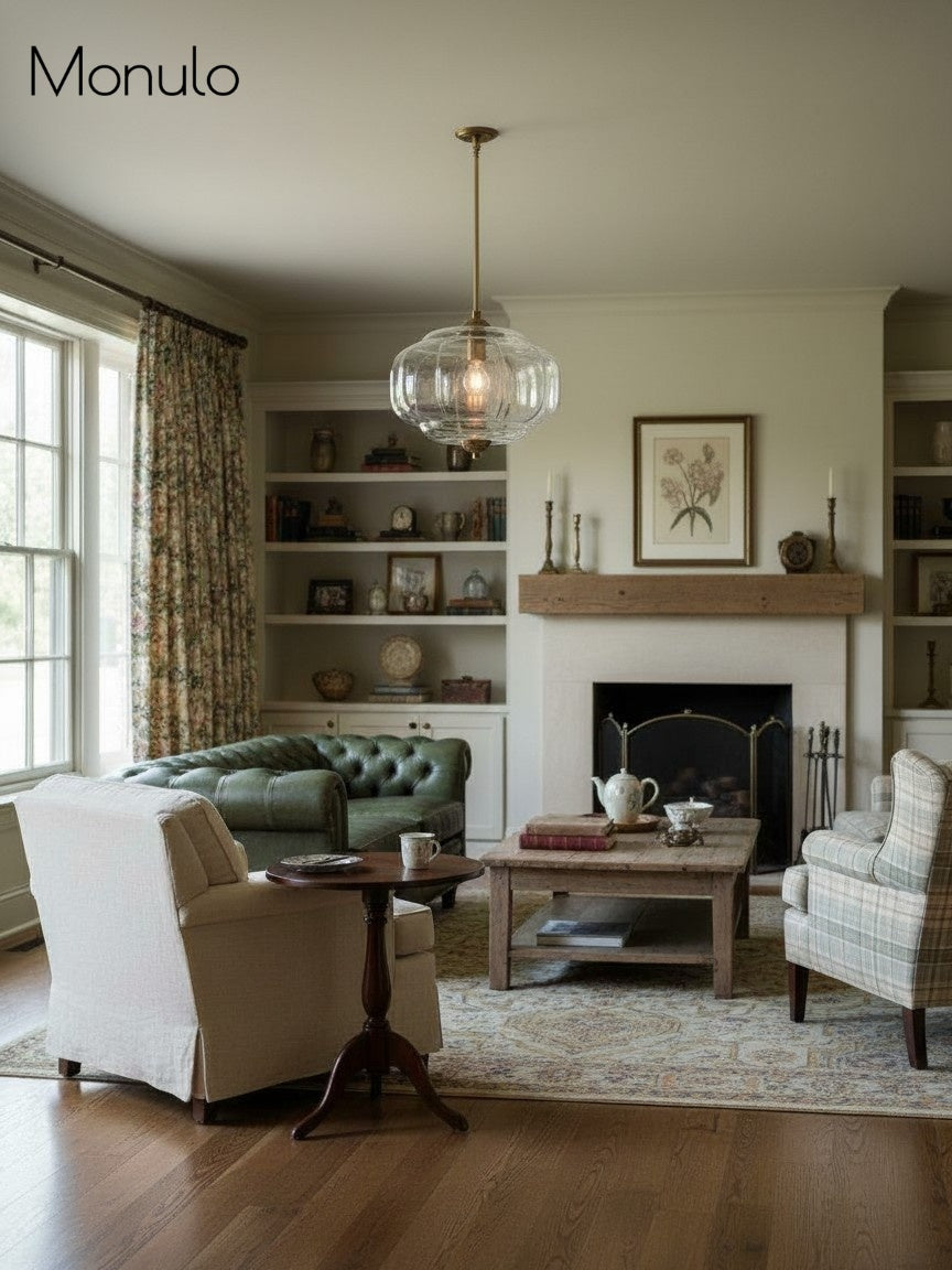 Vintage Milk Glass Semi-Flush Mount Pendant Light