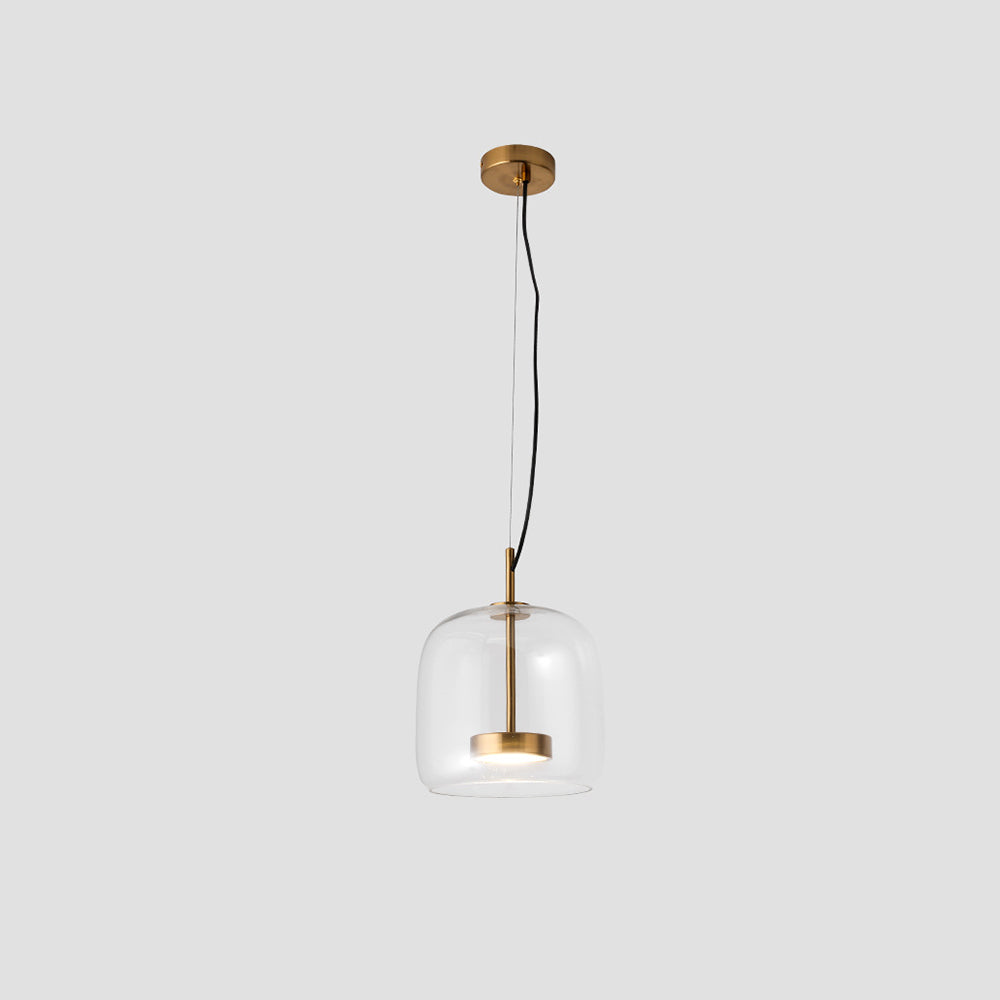 Round Clear Glass Pendant Lamp with Brass Fitting