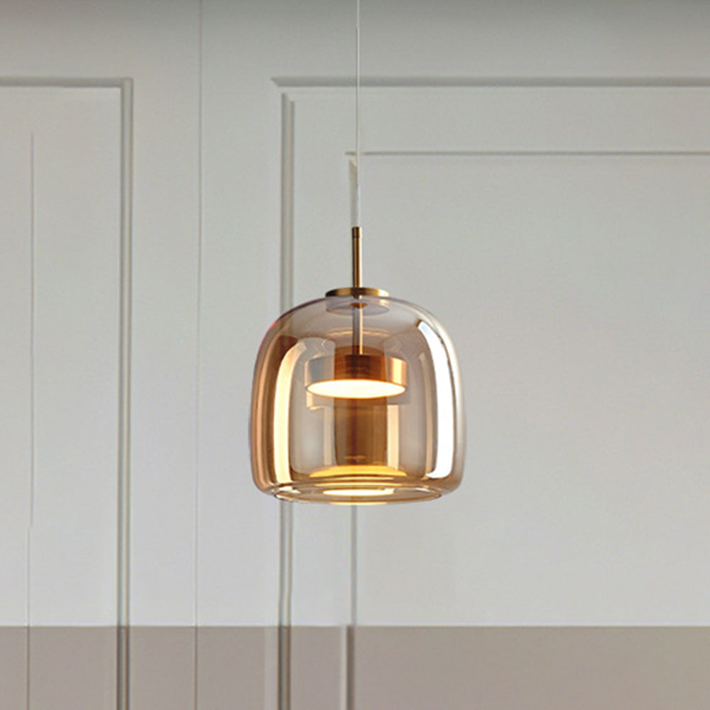 Round Clear Glass Pendant Lamp with Brass Fitting