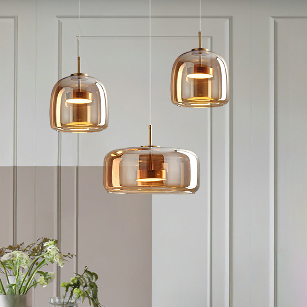 Round Clear Glass Pendant Lamp with Brass Fitting