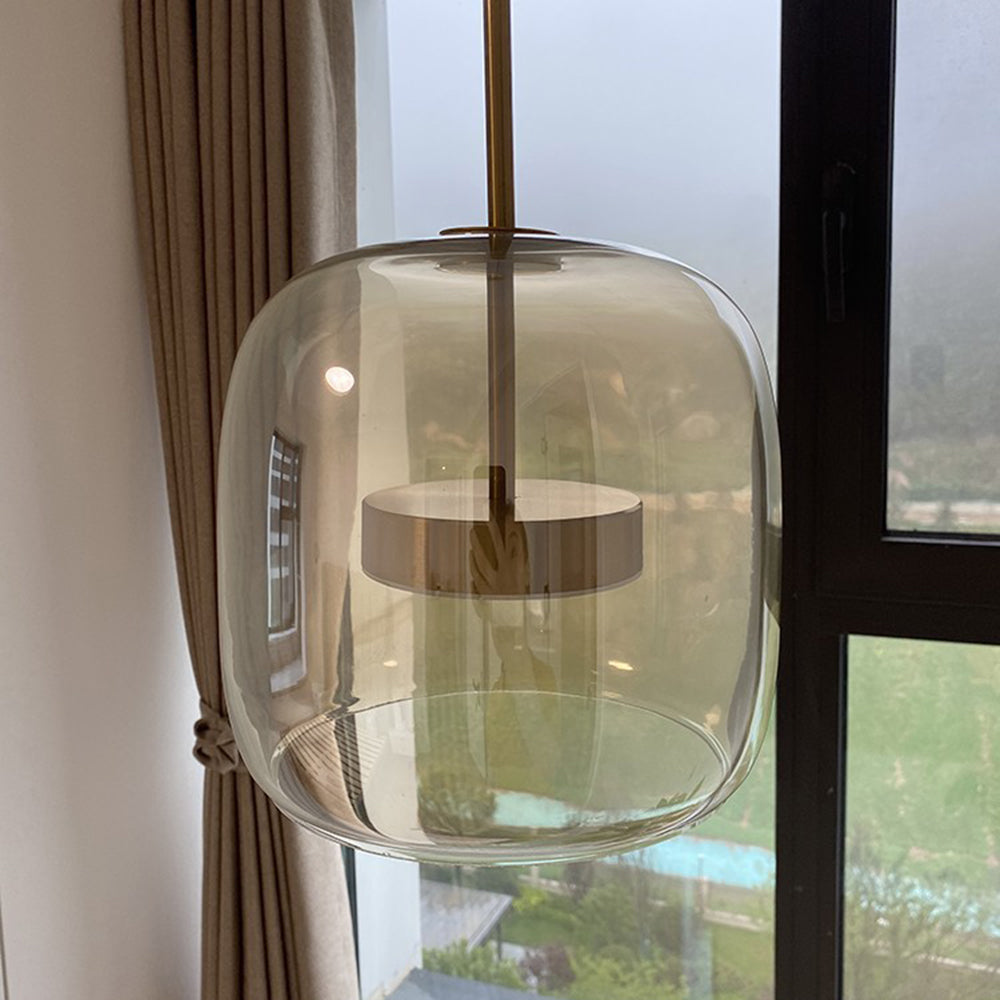 Round Clear Glass Pendant Lamp with Brass Fitting