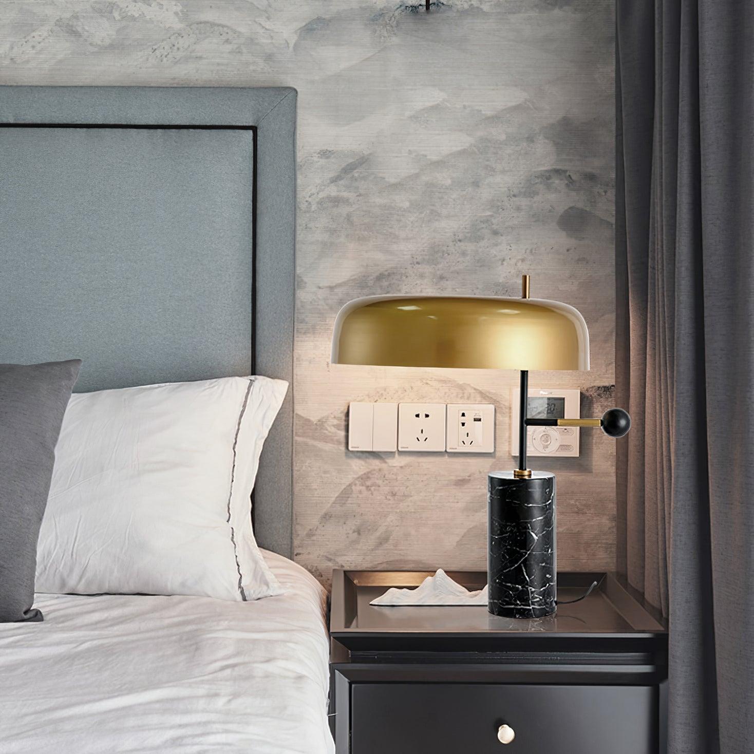 Marble Base Table Lamp with Metal Shade