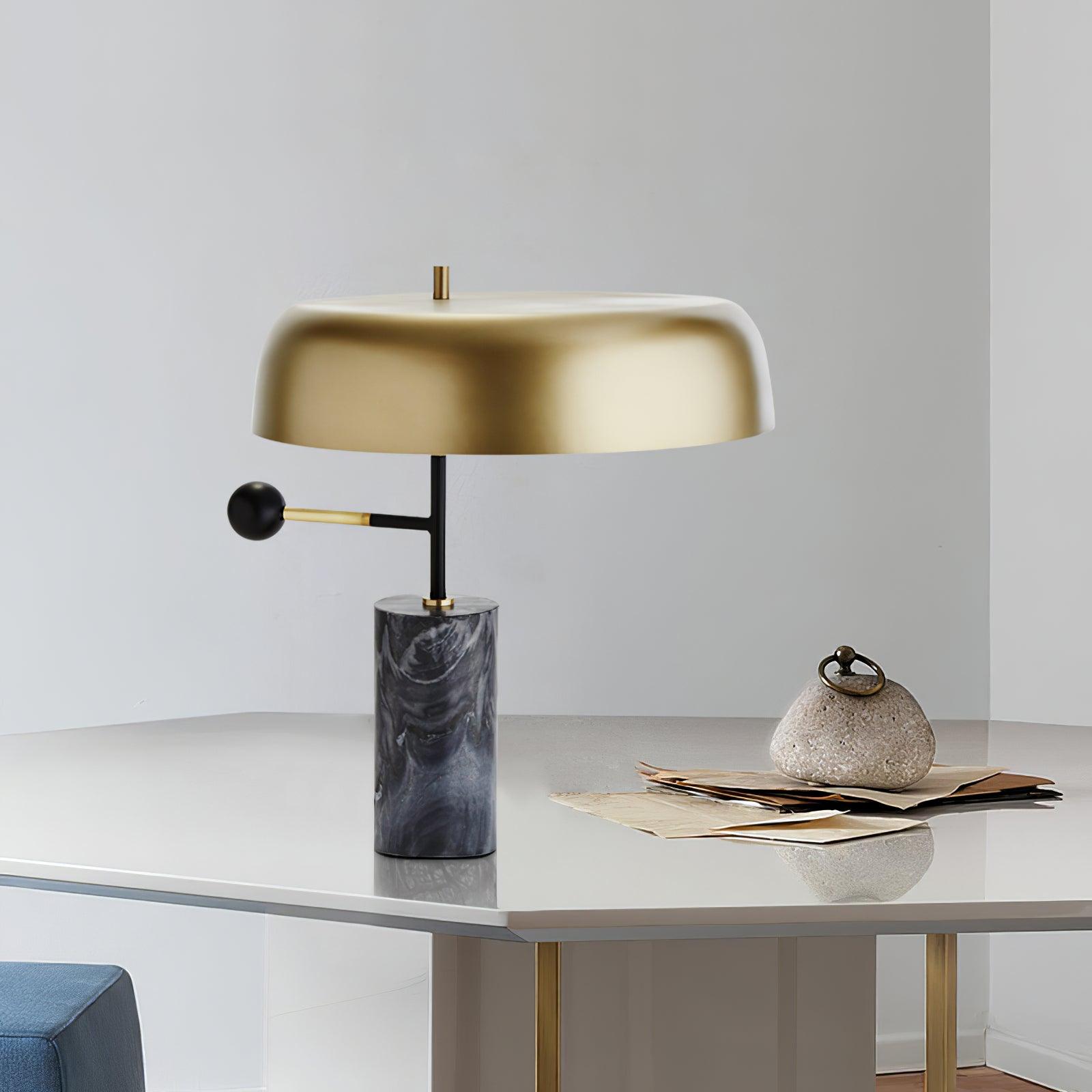 Marble Base Table Lamp with Metal Shade