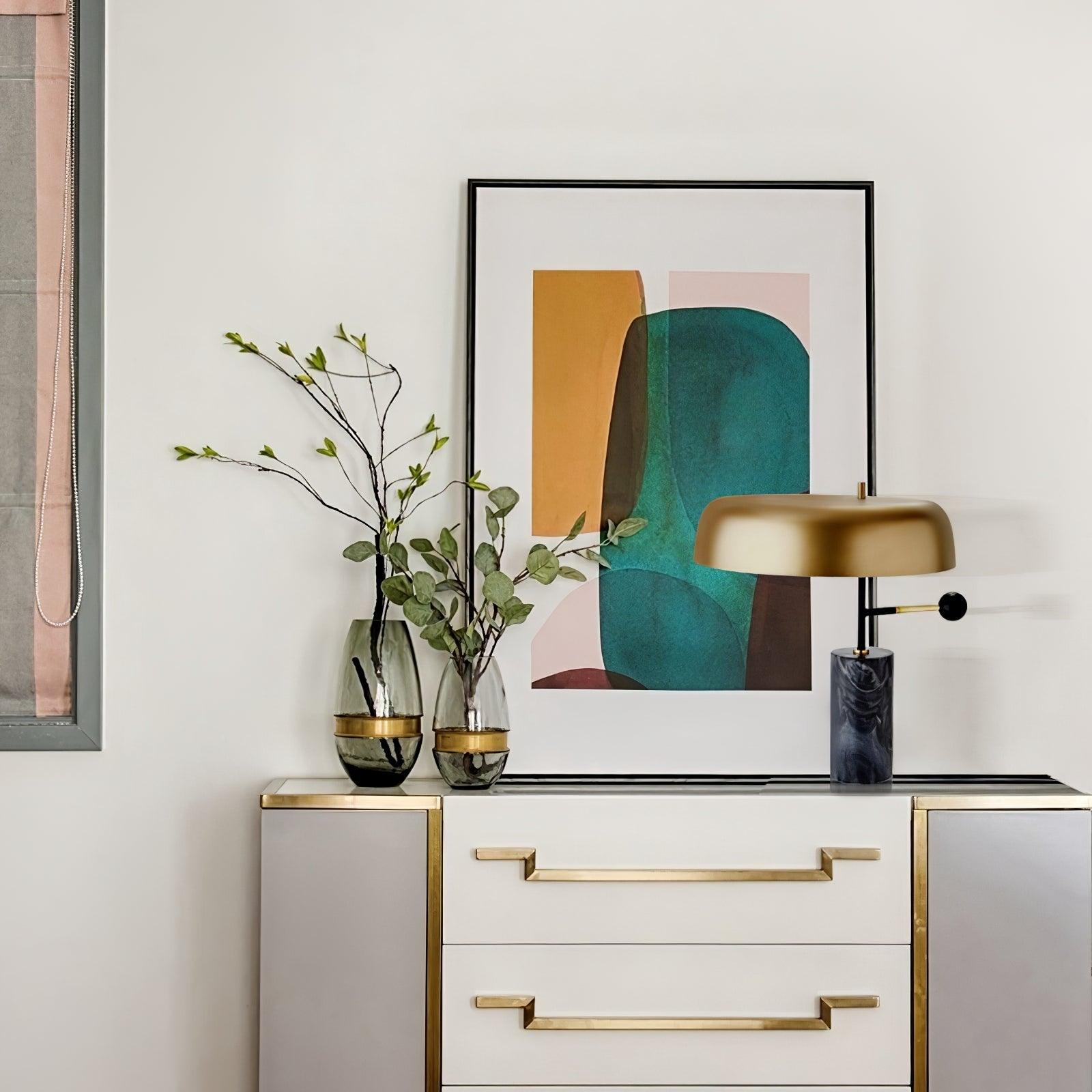 Marble Base Table Lamp with Metal Shade