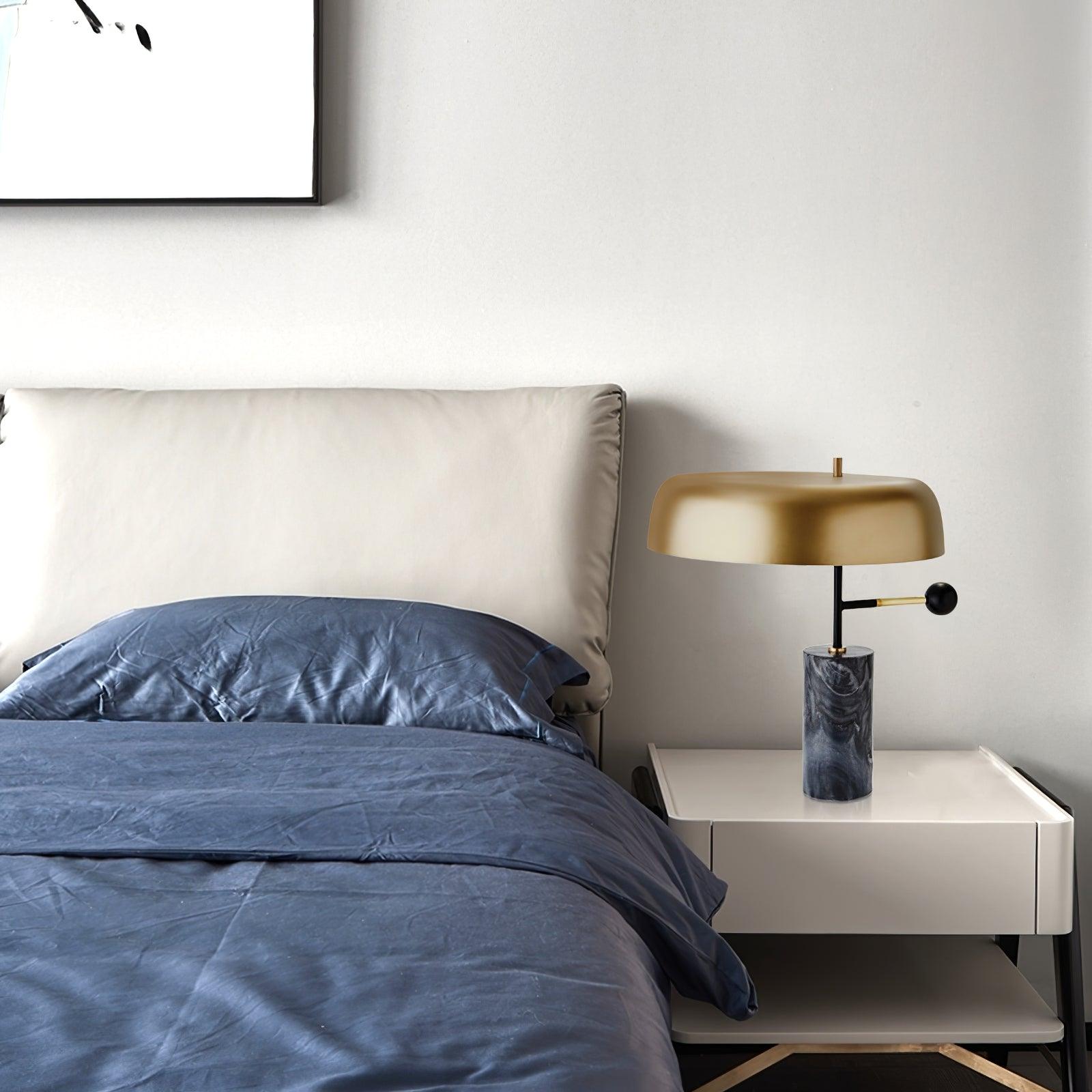 Marble Base Table Lamp with Metal Shade