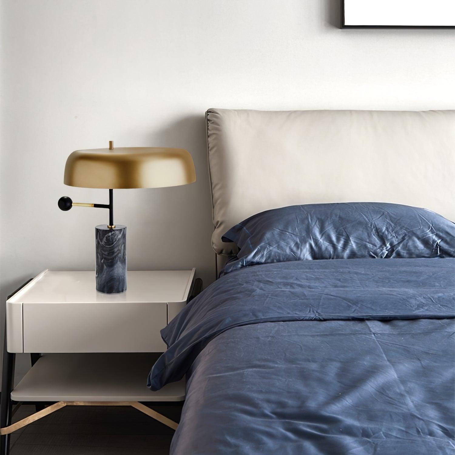 Marble Base Table Lamp with Metal Shade