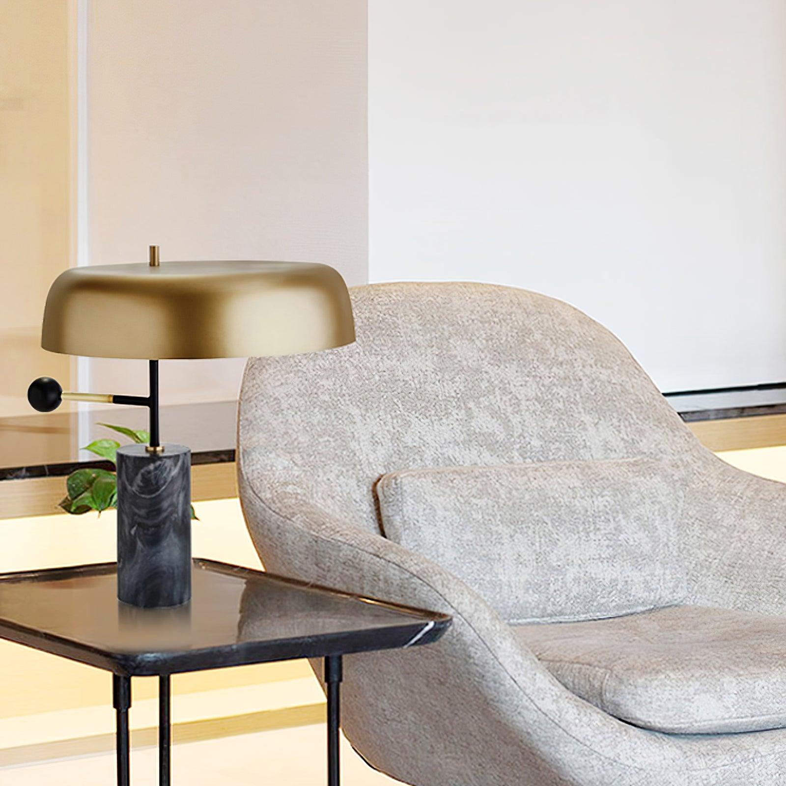 Marble Base Table Lamp with Metal Shade