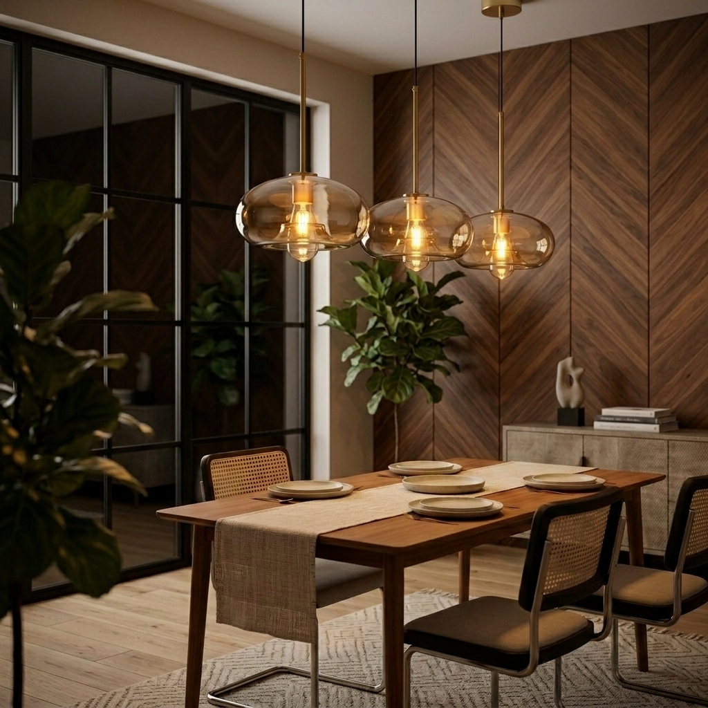 Adjustable Scandinavian Glass Pendant Light