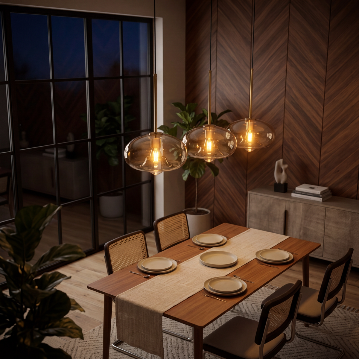 Adjustable Scandinavian Glass Pendant Light