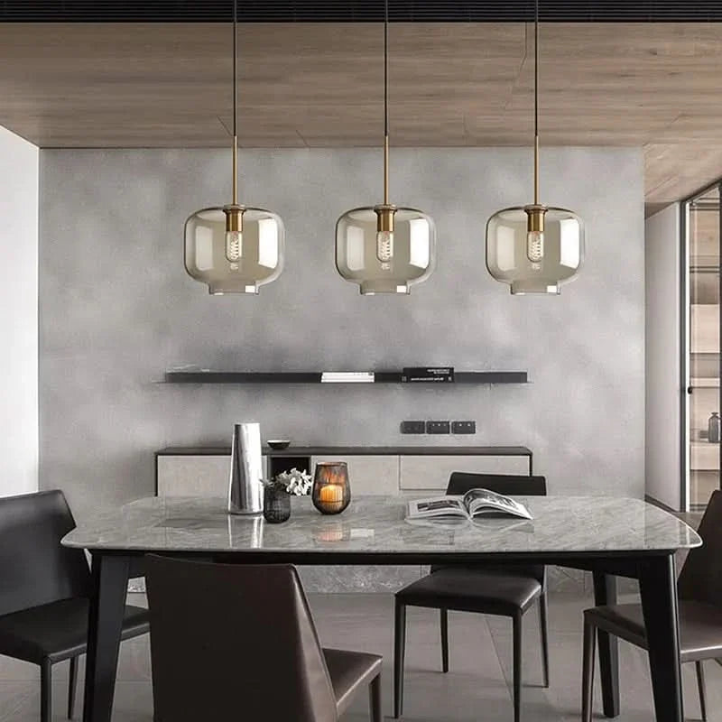Adjustable Scandinavian Glass Pendant Light