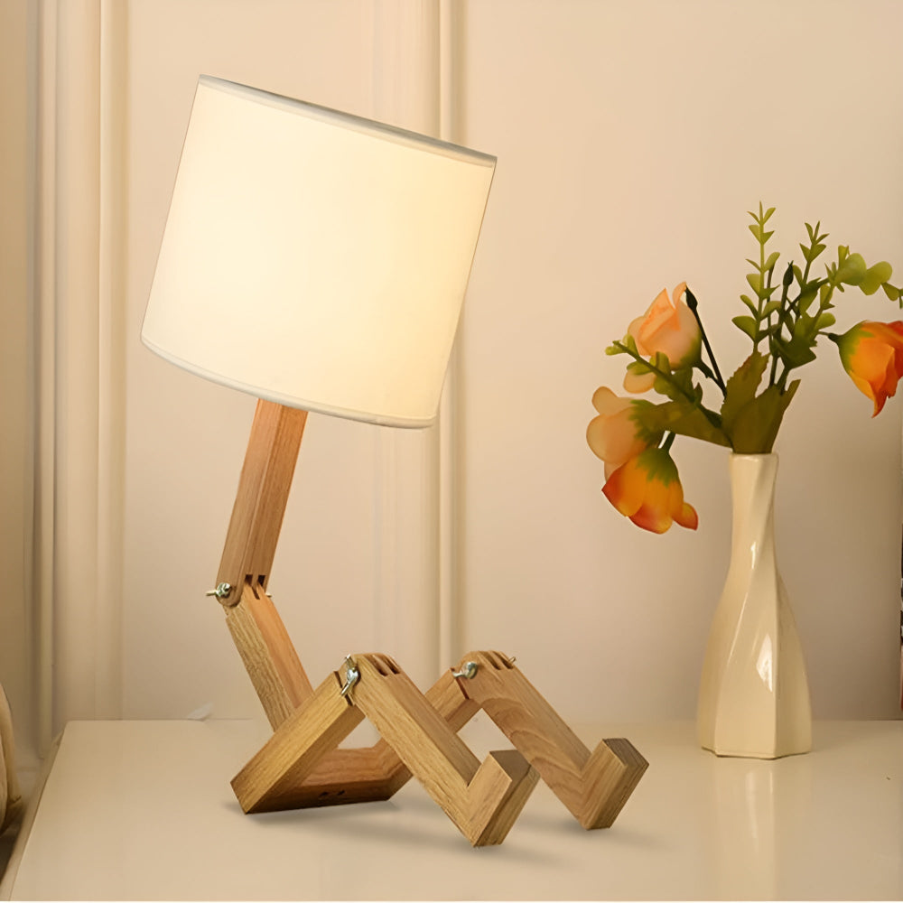 Adjustable wooden desk lamp