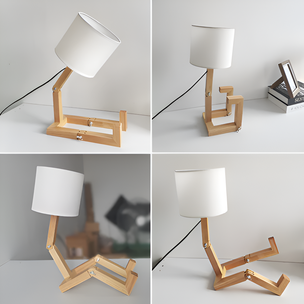 Adjustable wooden desk lamp