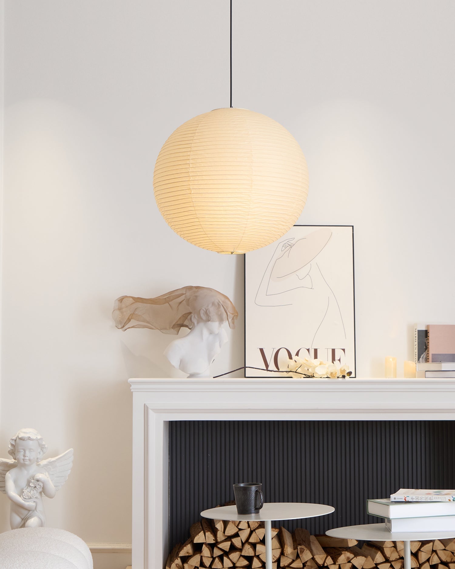 Japanese Inspired Paper Pendant Lamp Soft Ambient Light