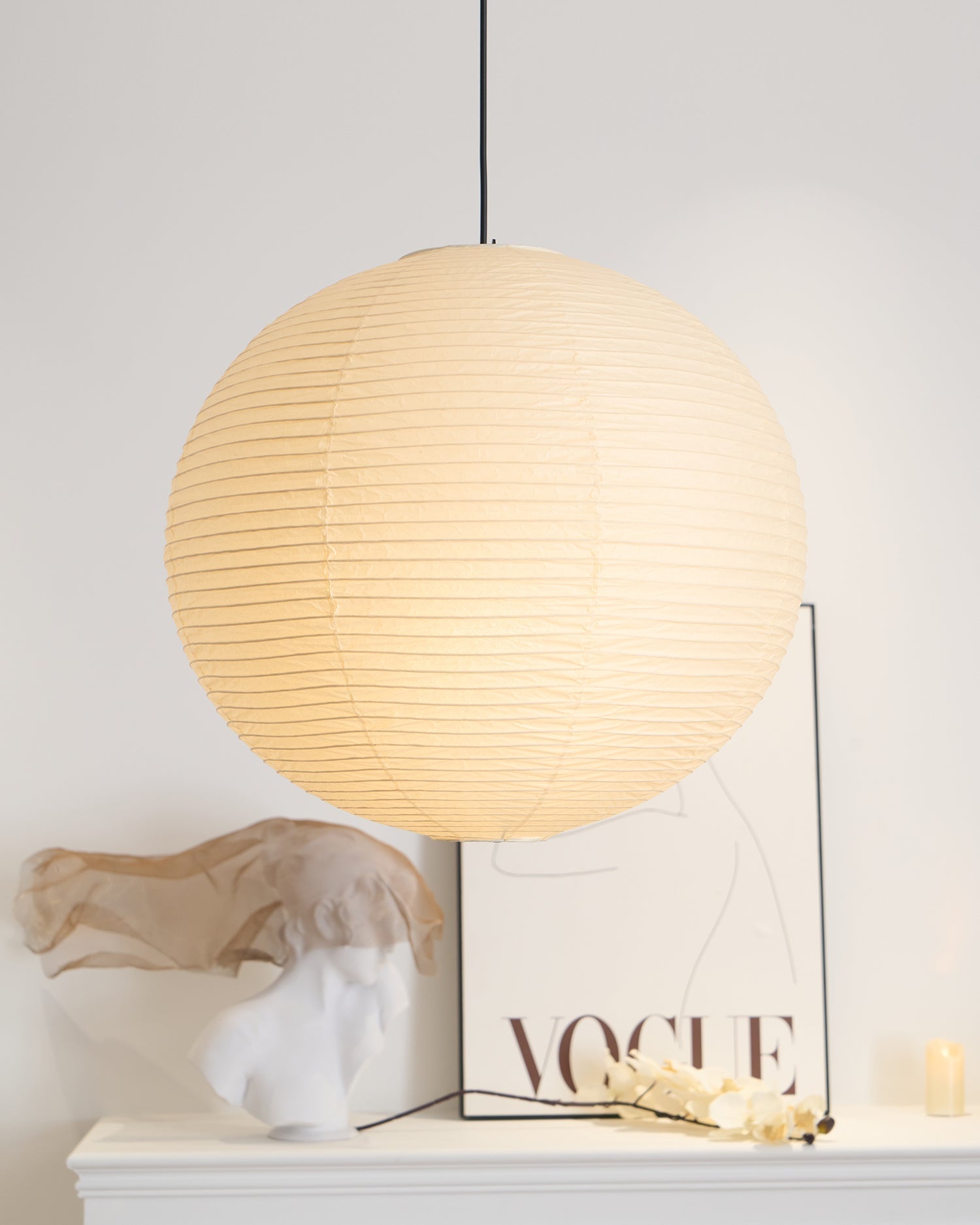 Japanese Inspired Paper Pendant Lamp Soft Ambient Light