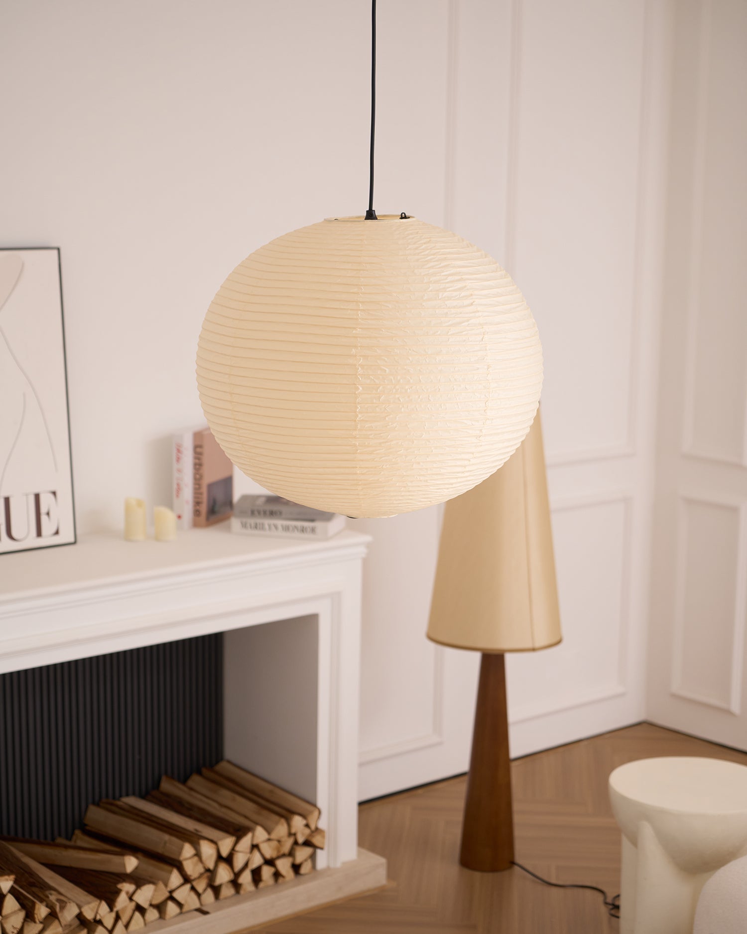 Japanese Inspired Paper Pendant Lamp Soft Ambient Light