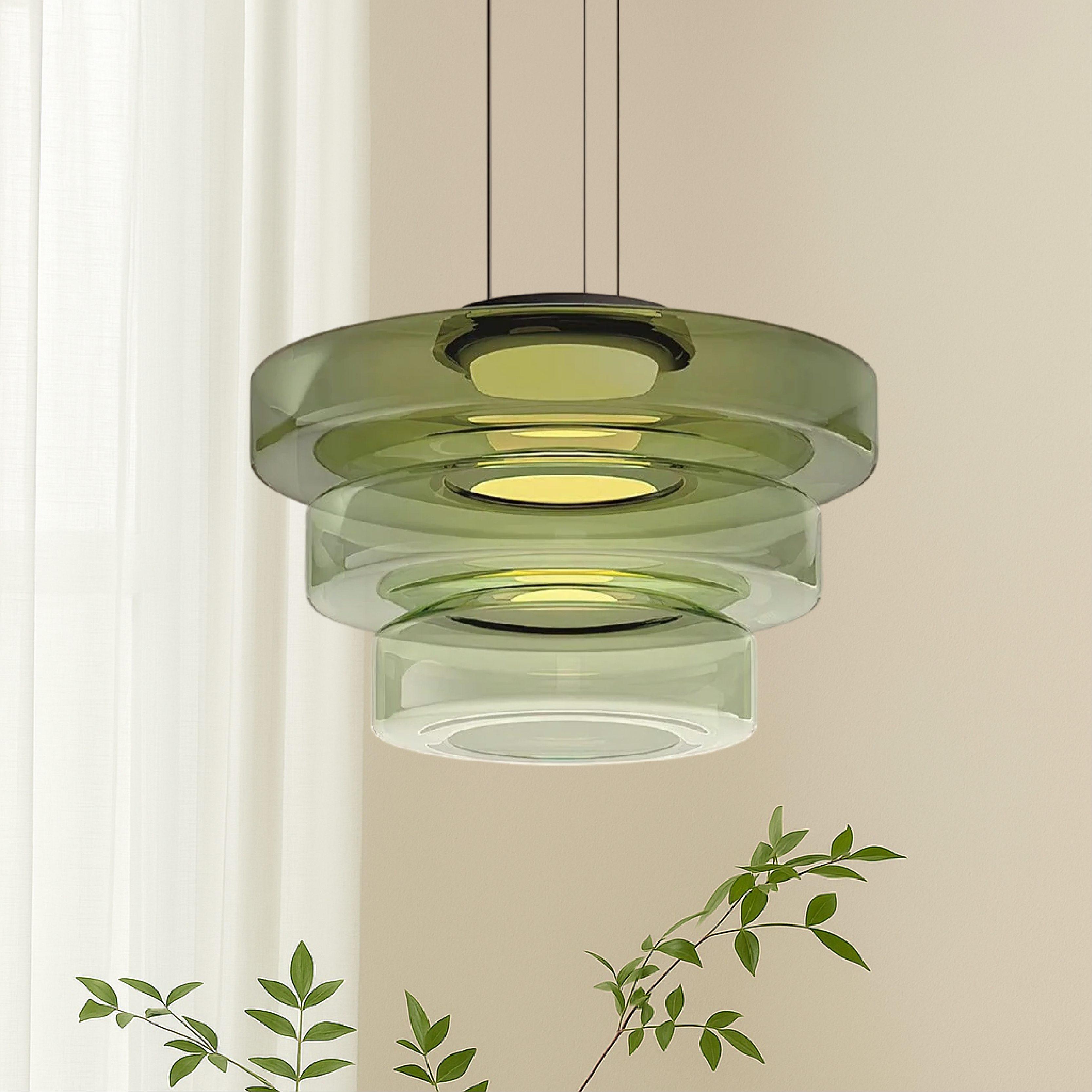 Bauhaus-style layered smoked glass pendant lamp