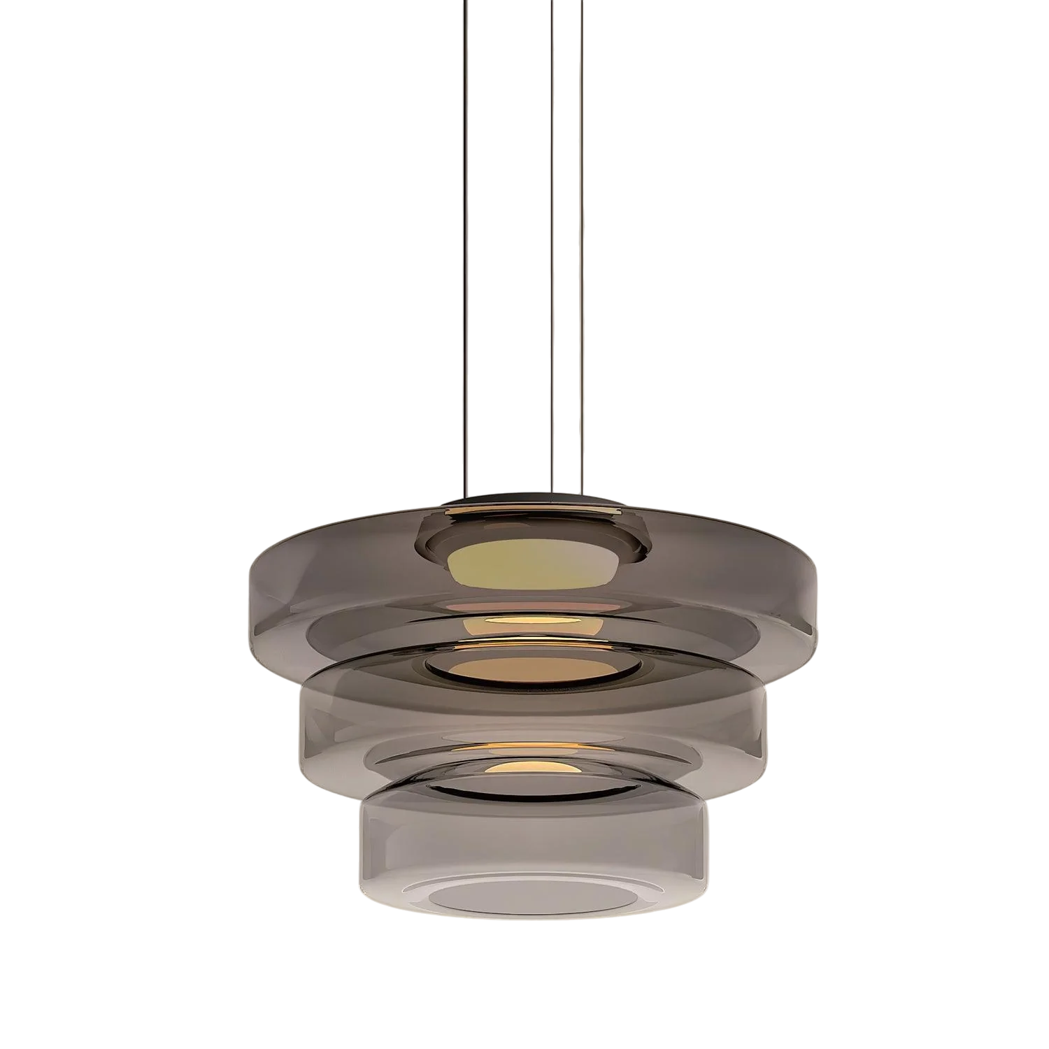Bauhaus-style layered smoked glass pendant lamp