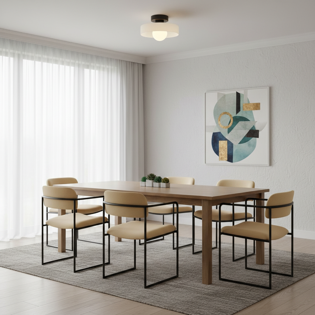 Bauhaus Ceiling Light with Layered Glass Shade and Globe