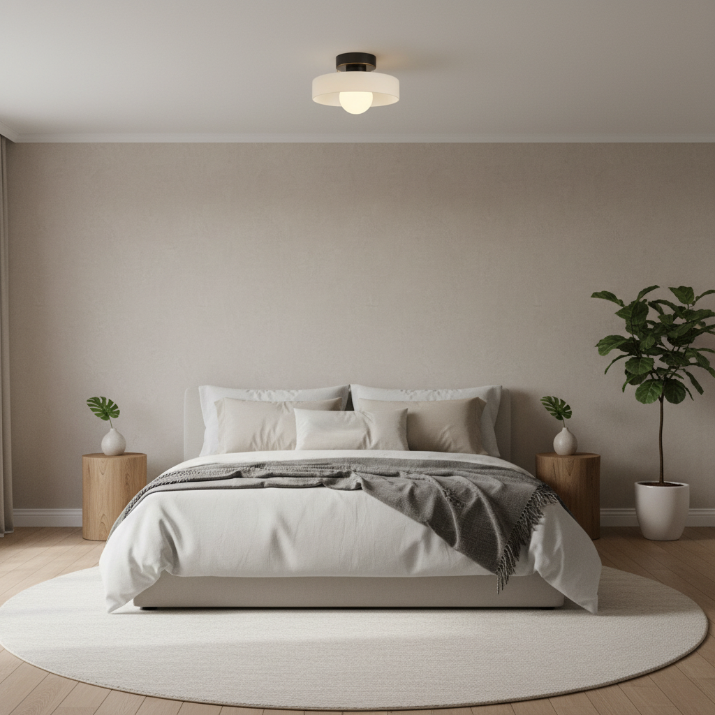 Bauhaus Ceiling Light with Layered Glass Shade and Globe