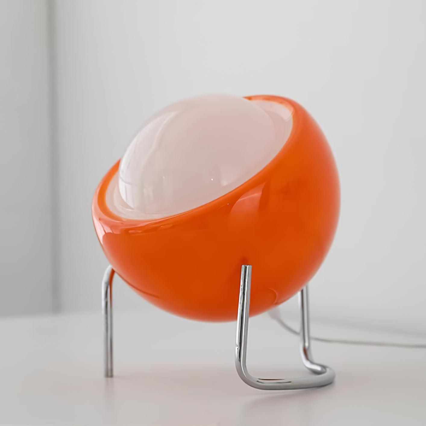 Bauhaus Style Glass-Look Table Lamp with Metal Frame