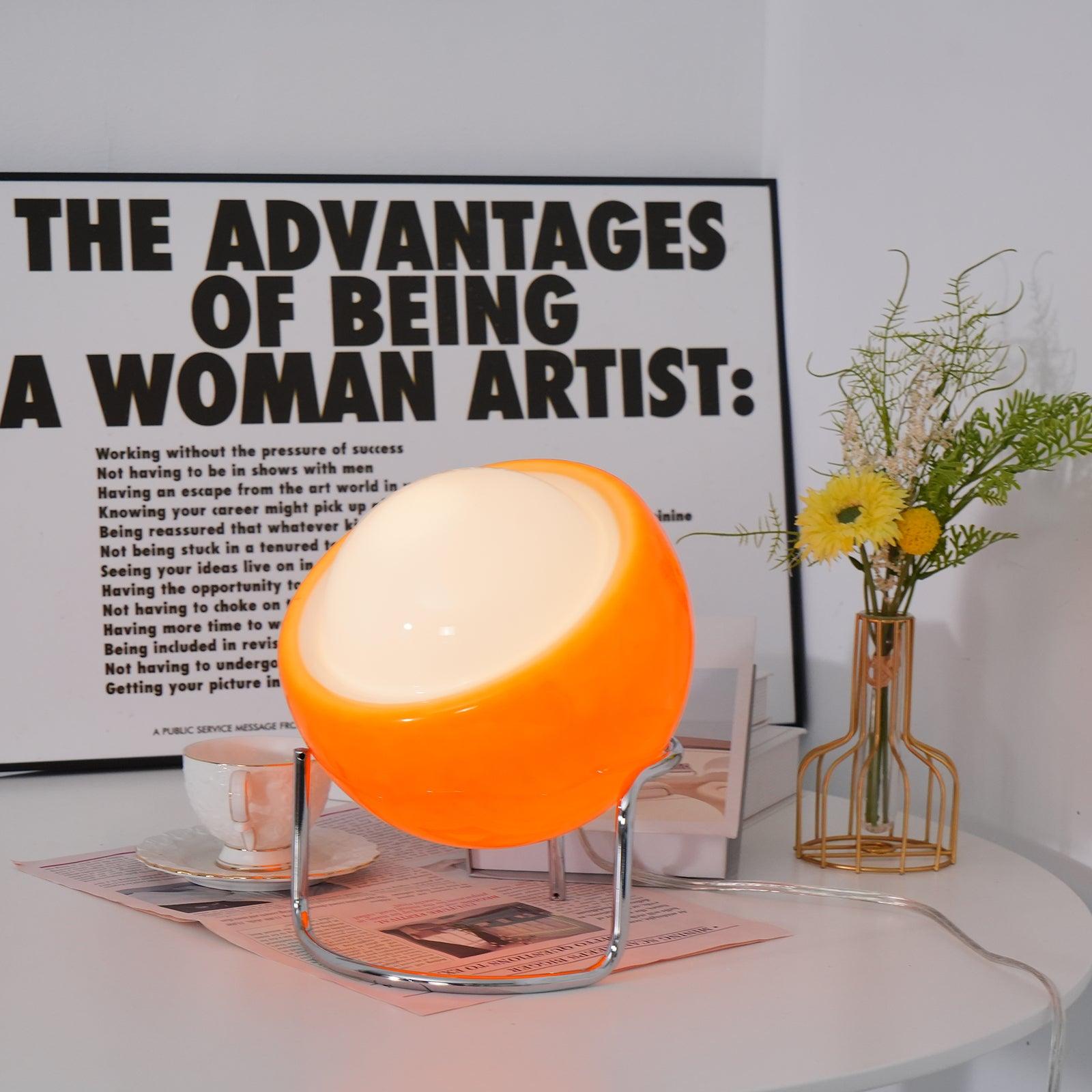 Bauhaus Style Glass-Look Table Lamp with Metal Frame