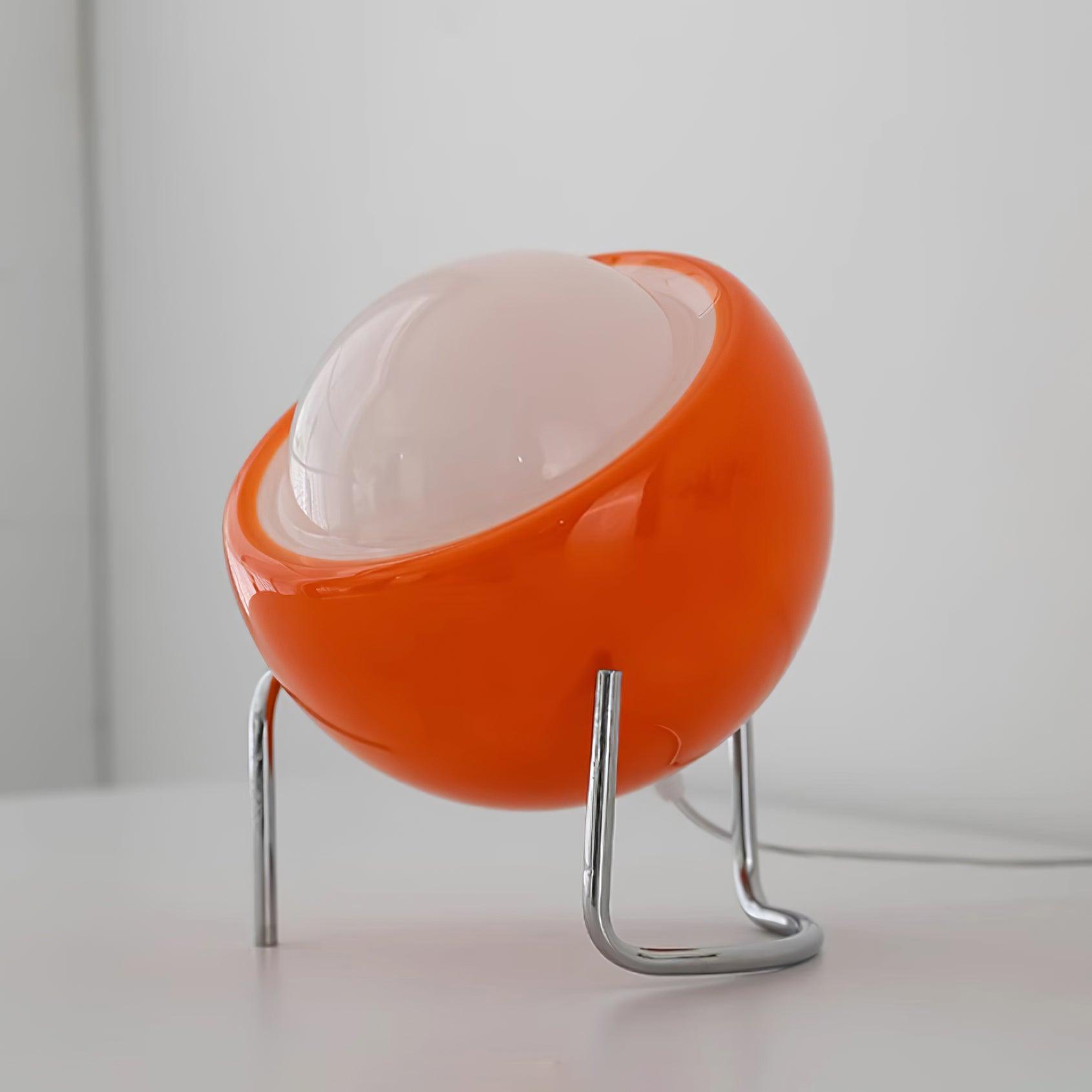 Bauhaus Style Glass-Look Table Lamp with Metal Frame