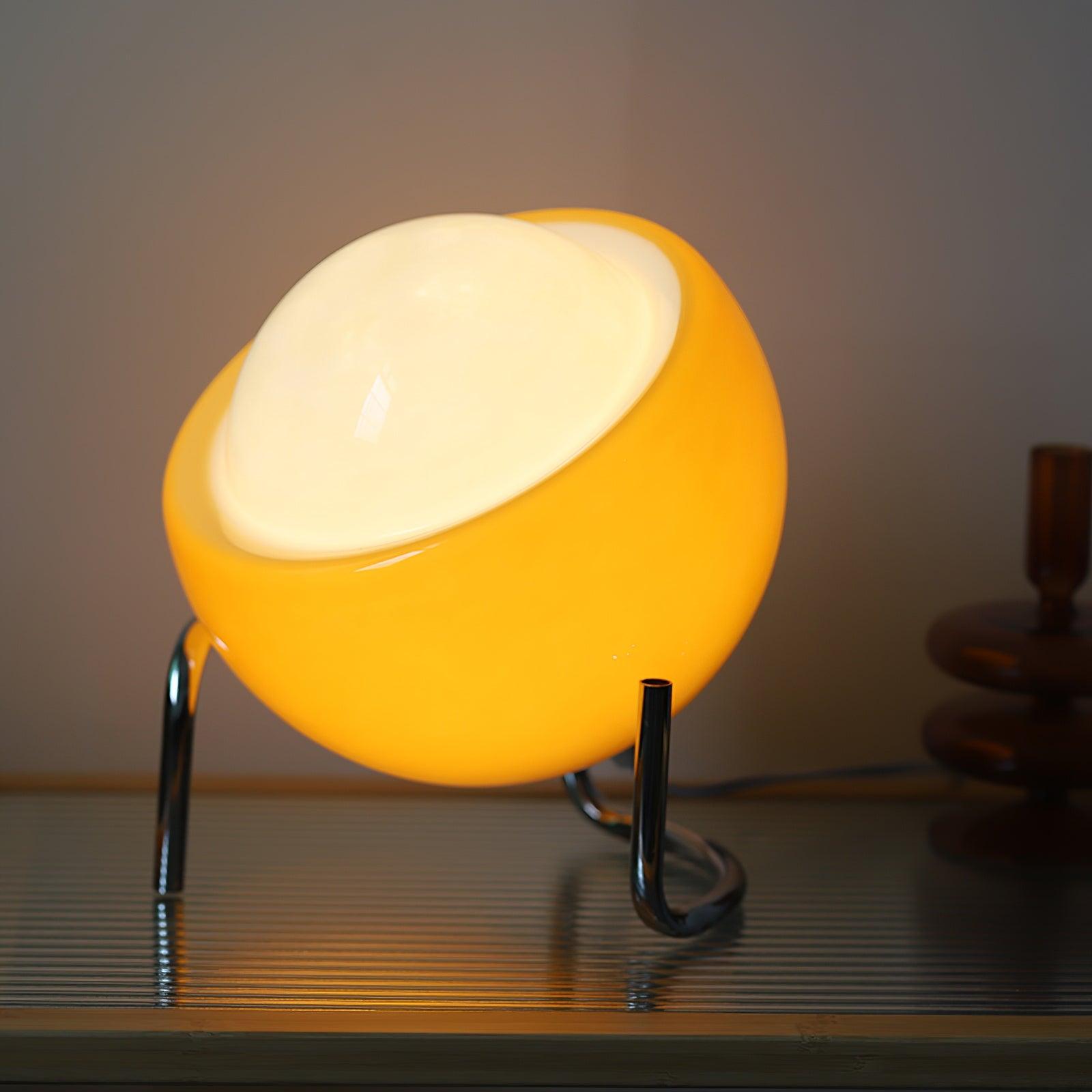 Bauhaus Style Glass-Look Table Lamp with Metal Frame