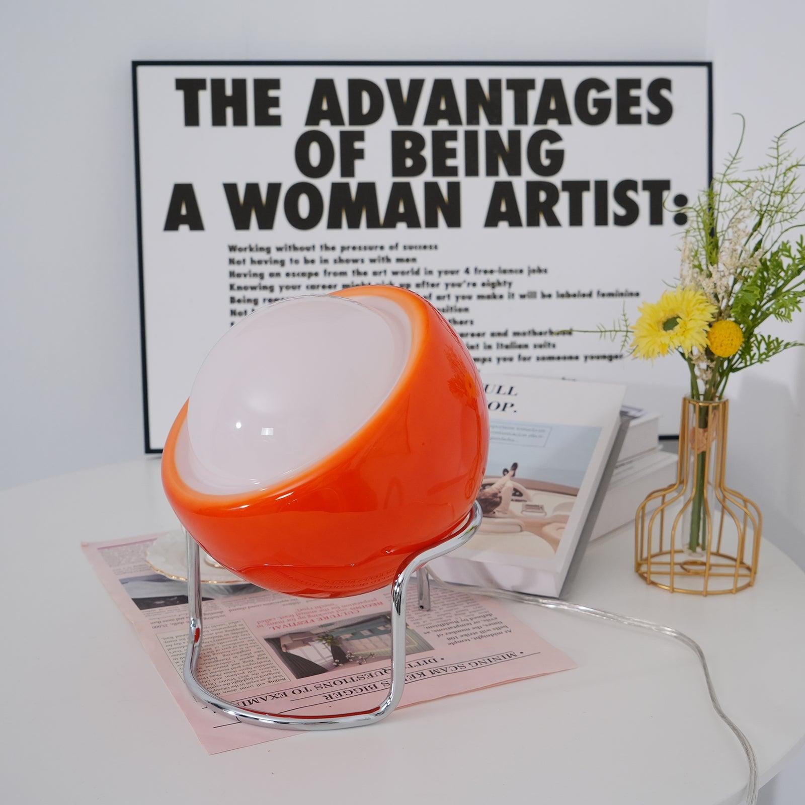 Bauhaus Style Glass-Look Table Lamp with Metal Frame