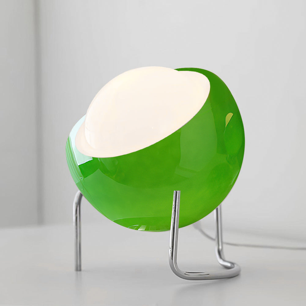 Bauhaus Style Glass-Look Table Lamp with Metal Frame