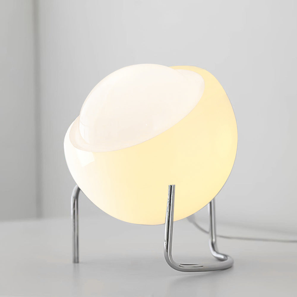 Bauhaus Style Glass-Look Table Lamp with Metal Frame