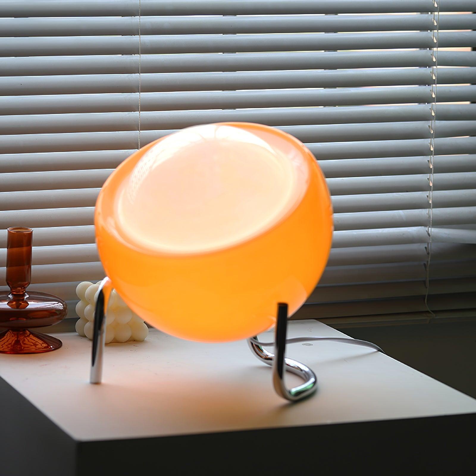 Bauhaus Style Glass-Look Table Lamp with Metal Frame