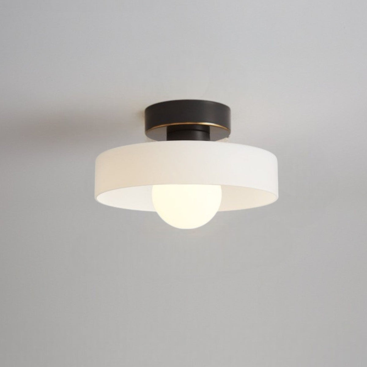 Bauhaus Ceiling Light with Layered Glass Shade and Globe