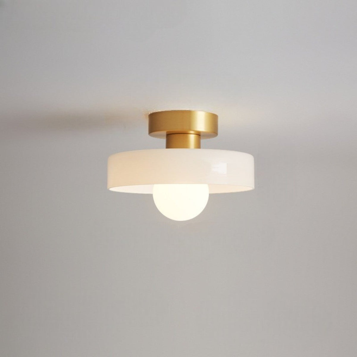 Bauhaus Ceiling Light with Layered Glass Shade and Globe