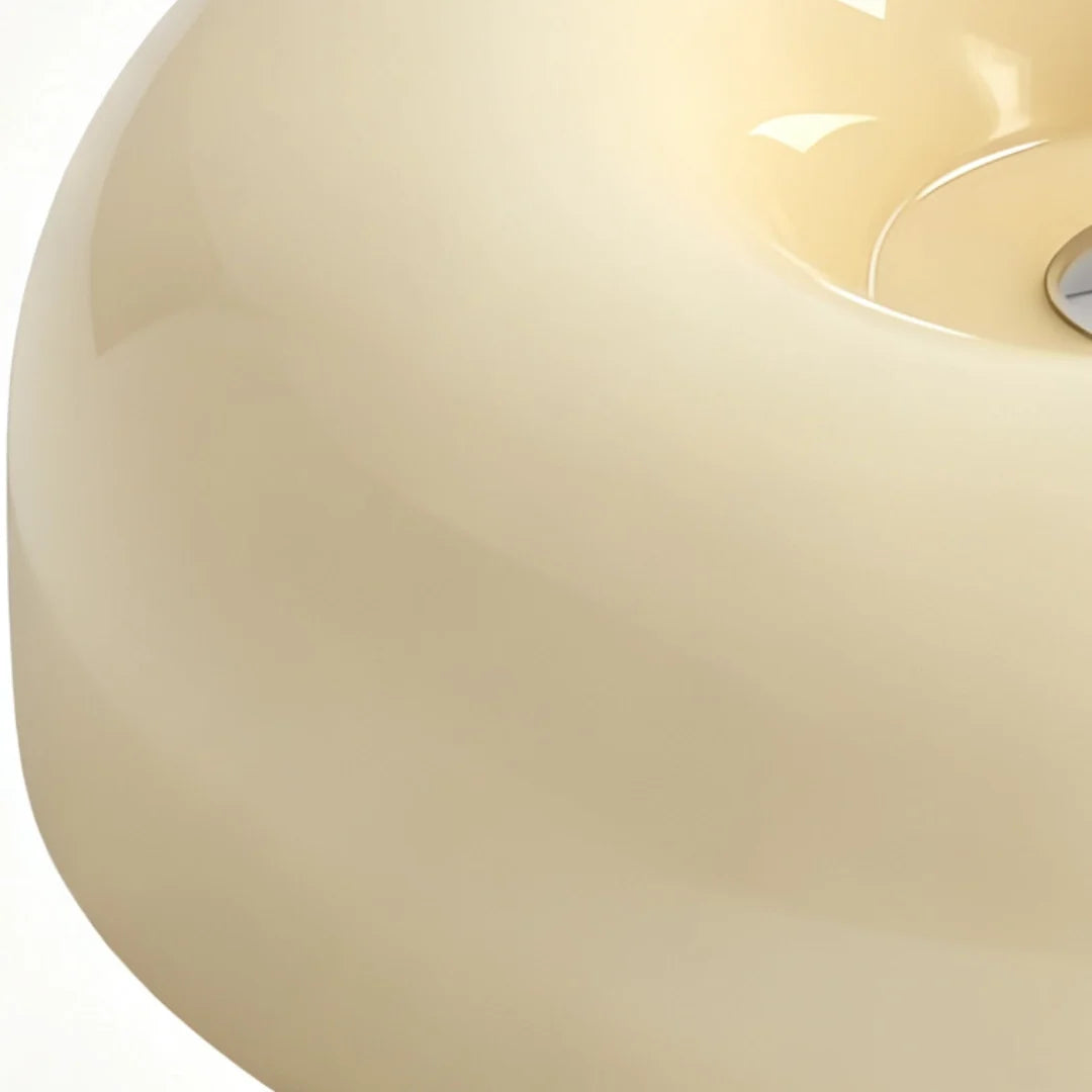 Bauhaus Glass Ceiling Light with Cream Pudding Shade