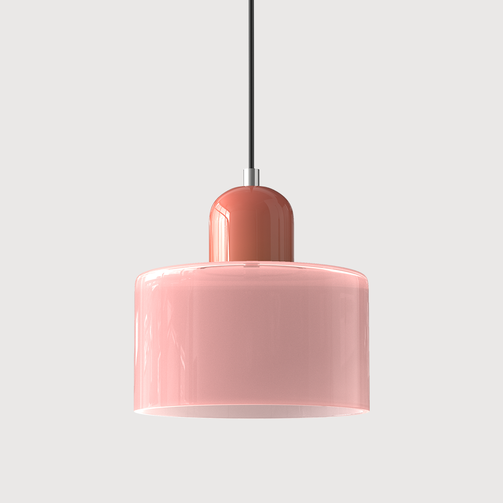 Suspension Bauhaus avec verre coloré et hauteur réglable