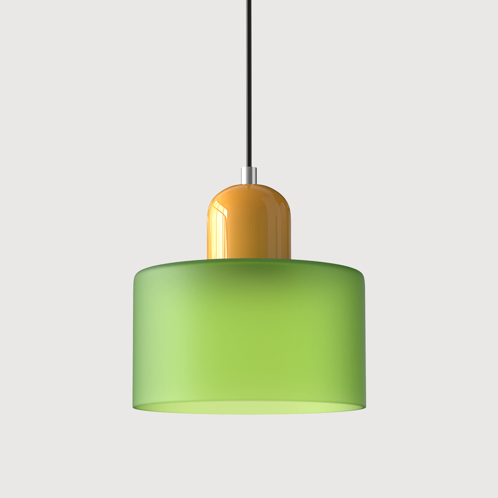Suspension Bauhaus avec verre coloré et hauteur réglable