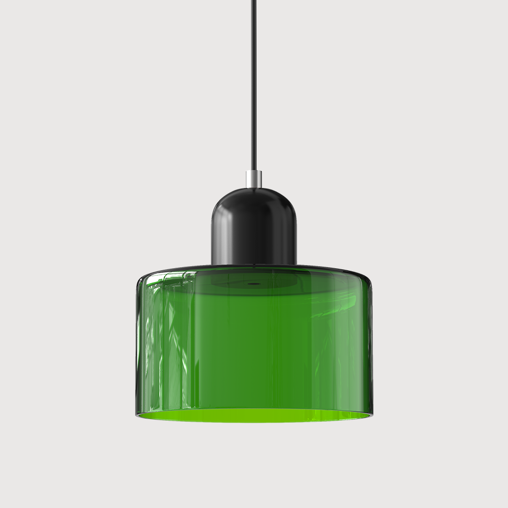Suspension Bauhaus avec verre coloré et hauteur réglable