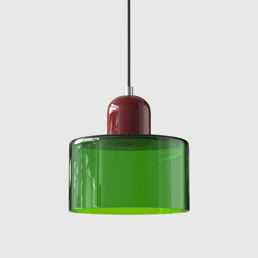 Suspension Bauhaus avec verre coloré et hauteur réglable
