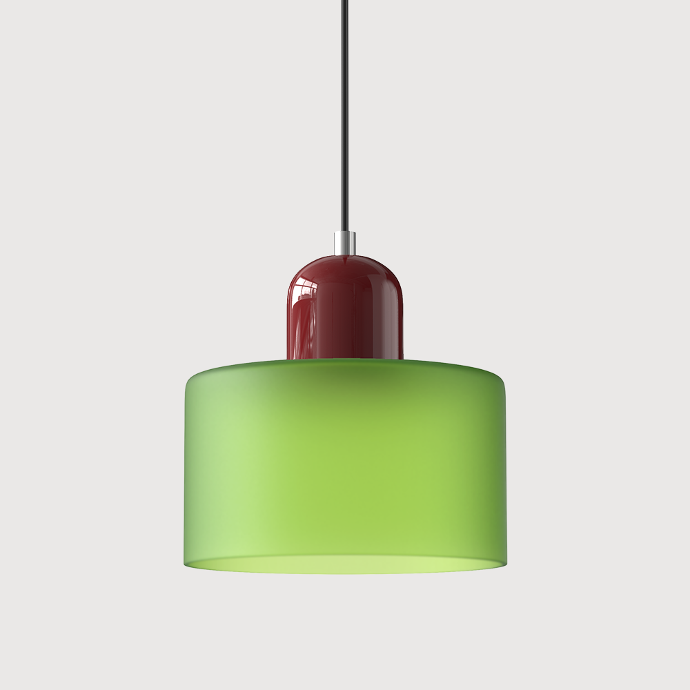 Suspension Bauhaus avec verre coloré et hauteur réglable