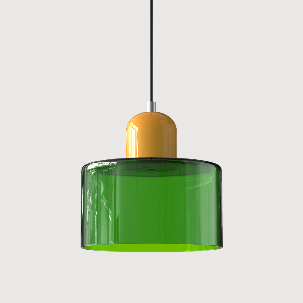 Suspension Bauhaus avec verre coloré et hauteur réglable