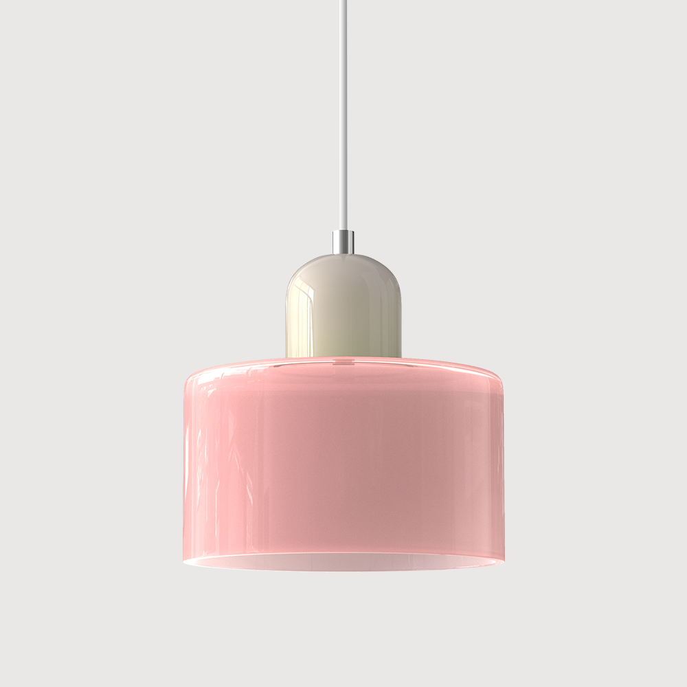 Suspension Bauhaus avec verre coloré et hauteur réglable