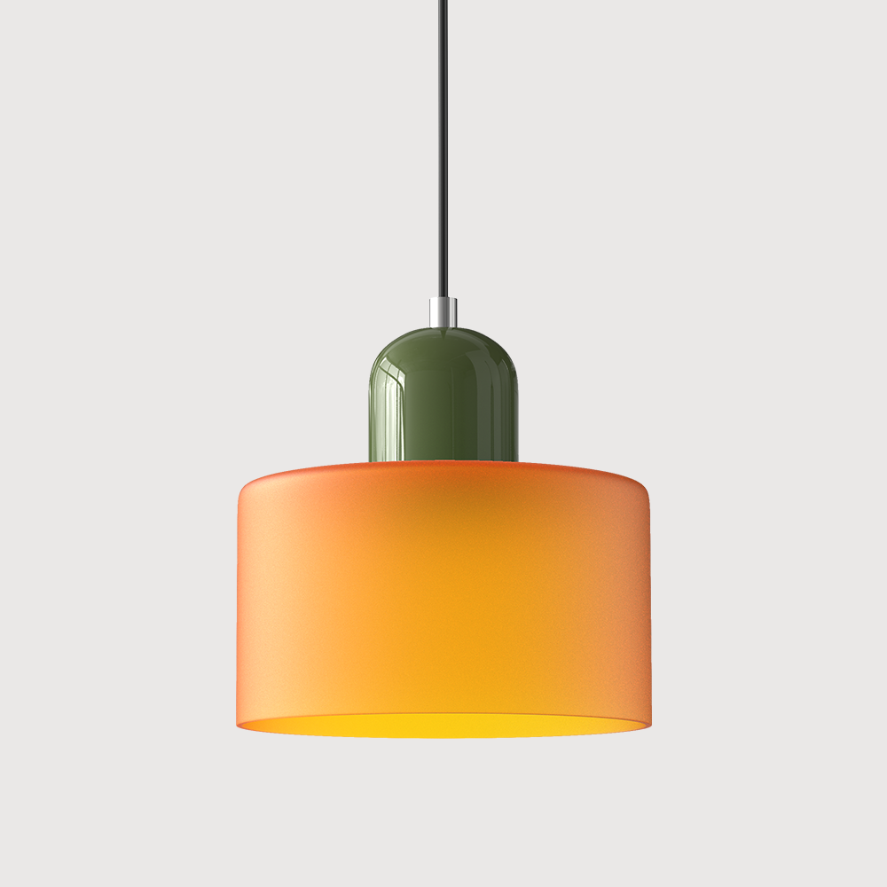 Suspension Bauhaus avec verre coloré et hauteur réglable