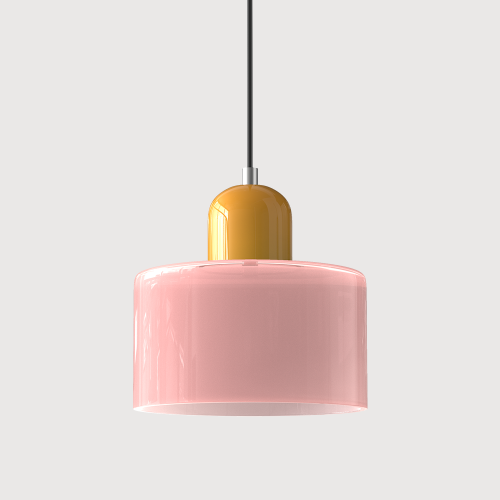 Suspension Bauhaus avec verre coloré et hauteur réglable