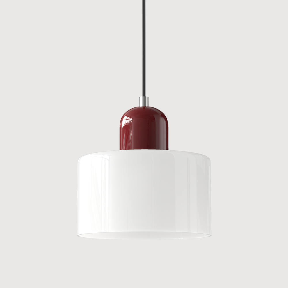 Suspension Bauhaus avec verre coloré et hauteur réglable