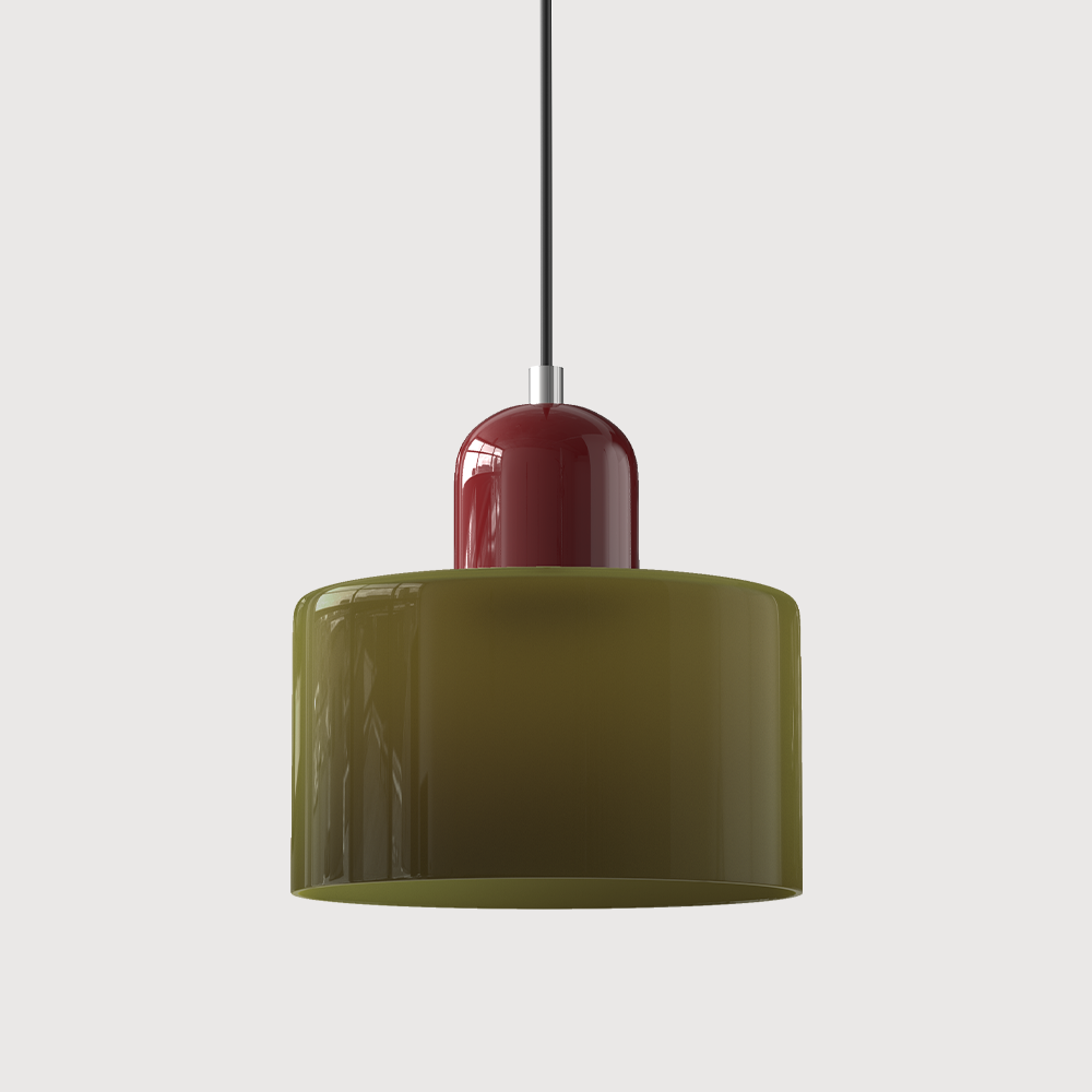 Suspension Bauhaus avec verre coloré et hauteur réglable