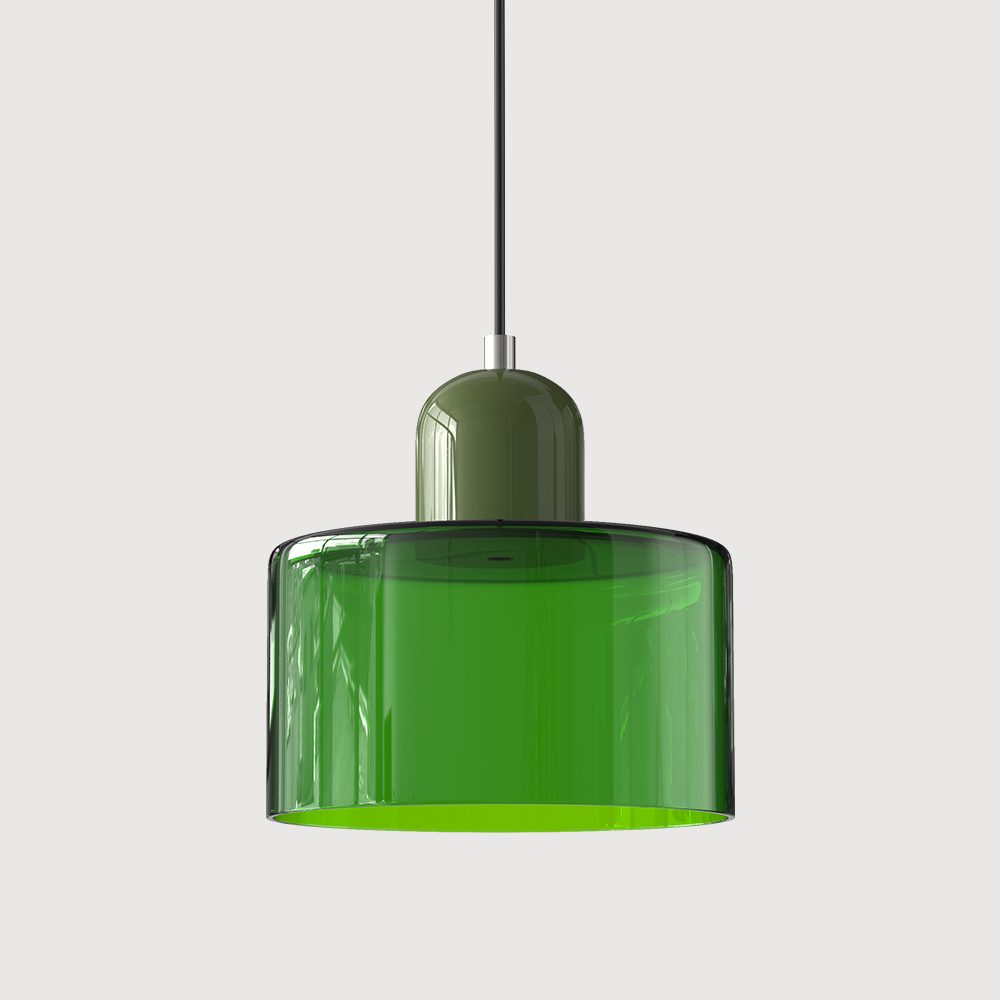 Suspension Bauhaus avec verre coloré et hauteur réglable