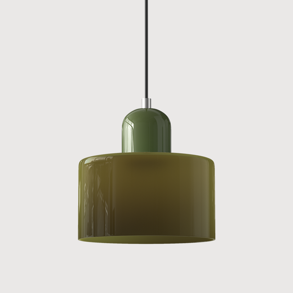 Suspension Bauhaus avec verre coloré et hauteur réglable