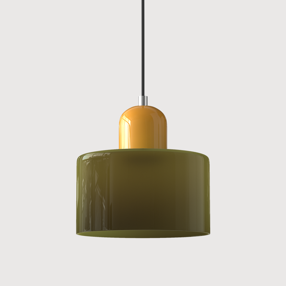 Suspension Bauhaus avec verre coloré et hauteur réglable